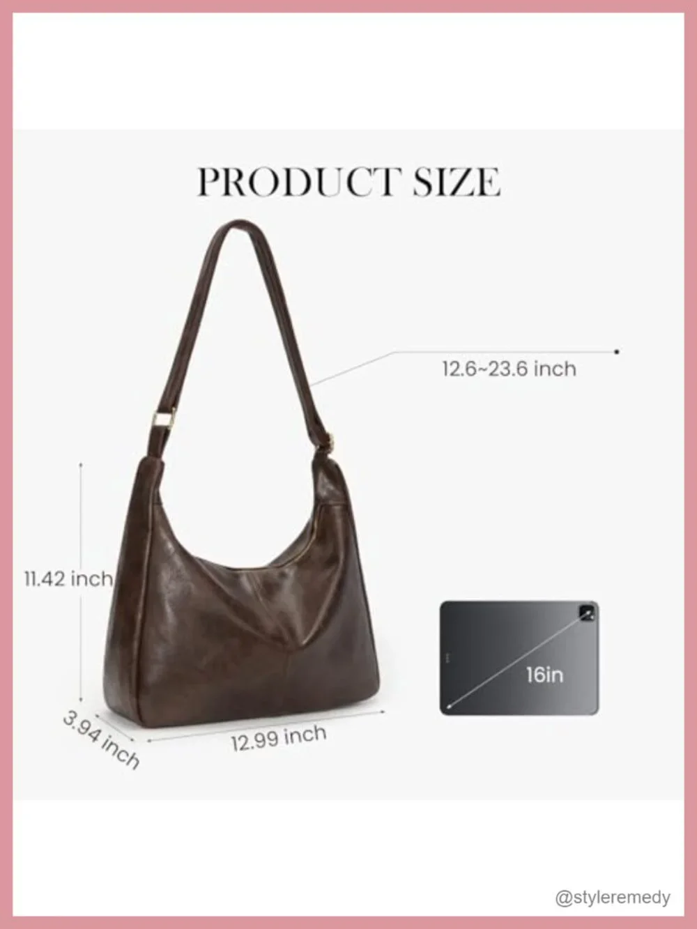 Women's Slouchy Hobo Bag Faux Leather Shoulder Purse with Zipper